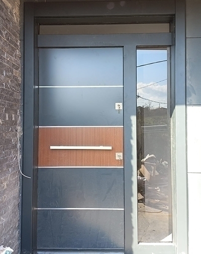 Kompozit Villa Kapısı Camlı Dış Mekana Uygun Bina Kapısı