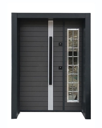 Tezdoor0172 Antrasit-Beyaz Düz Model Model Bina Giriş Kapısı