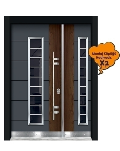 Tezdoor0157 Antrasit-Saruhan Düz Model Bina Giriş Kapısı