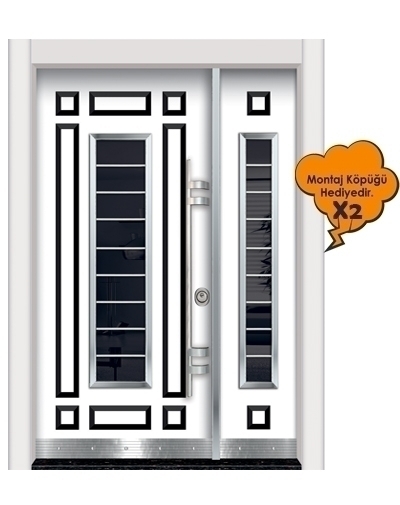Tezdoor0158 Beyaz-Kabartmalı Model Bina Giriş Kapısı