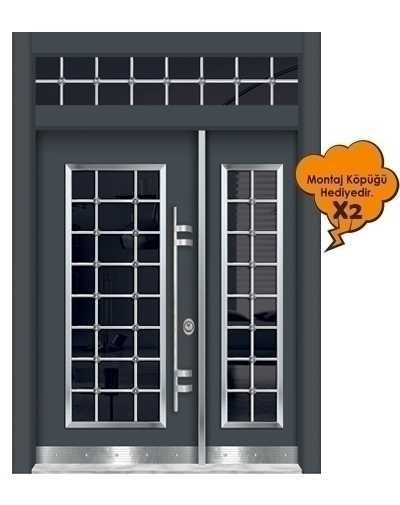 Tezdoor0159 Antrasit Düz Camlı Model Bina Giriş Kapısı