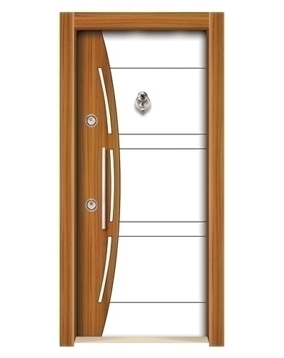 Tezdoor3551 Ahşap Kaplama Düz Model Çelik Kapı