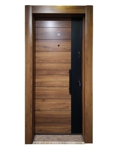 Tezdoor3553 Ahşap Kaplama Düz Model Çelik Kapı