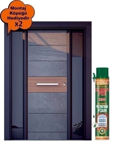 Tezdoor 0147 Siyah Camlı Düz Model Bina Giriş Kapısı