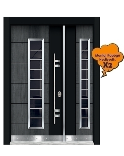 Tezdoor 0156 Siyah Gri Model Bina Giriş Kapısı