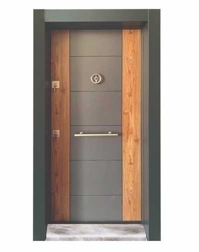 Tezdoor 1450 Statik Antrasit Kasa-Saruhan Düz Model Çelik Kapı