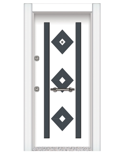 Tezdoor1582 Beyaz Statik Kasalı Kabartmalı Model Çelik Kapı 