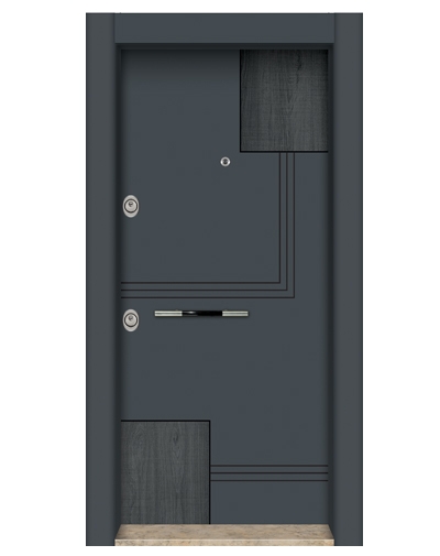 Tezdoor1595 Antrasit Statik Kasalı Düz Model Çelik Kapı 