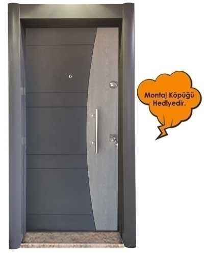 Tezdoor1597 Antrasit Statik Kasalı Düz Model Çelik Kapı 