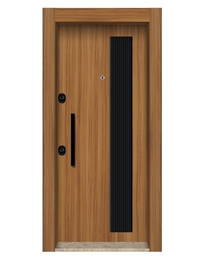 Tezdoor3463 Ahşap Kaplama Kabartma Model Çelik Kapı