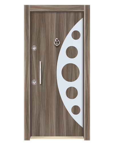 Tezdoor-TEZ3557 Ahşap Kaplama Düz Model Çelik Kapı