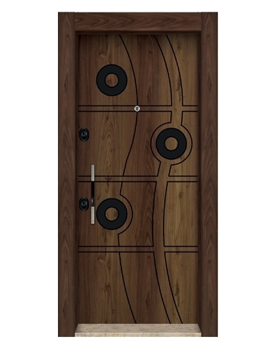 Tezdoor3576 Ahşap Kaplama Düz Model Çelik Kapı