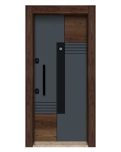 Tezdoor3588 Ahşap Kaplama Düz Model Çelik Kapı
