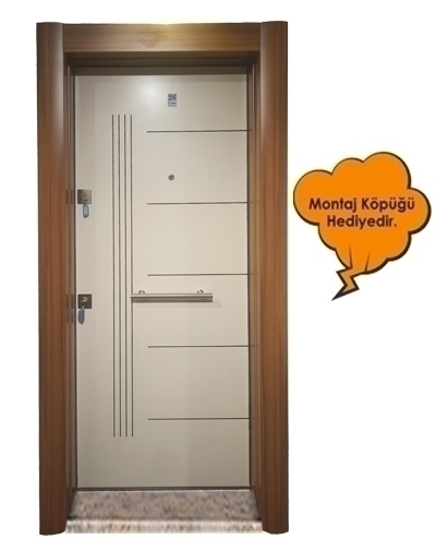 Tezdoor3651 Ahşap Kaplama Düz Model Çelik Kapı