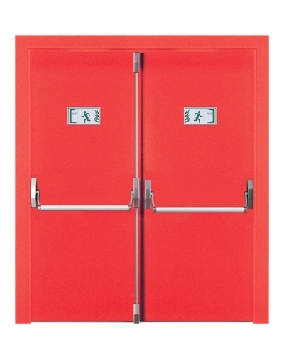Tezdoor, TEZ4004-60 Dk Kırmızı Çift Kanatlı Yangın Çıkış Kapısı